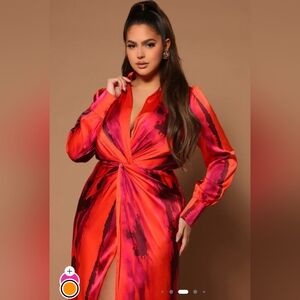 Hot Orange/Pink Maxi Dress